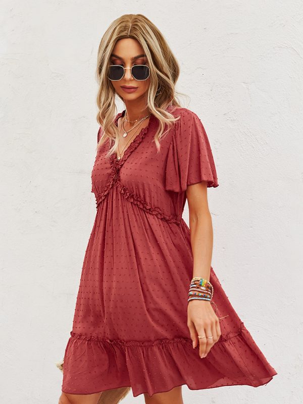 Summer Short Sleeve Solid Color Dress in Dresses