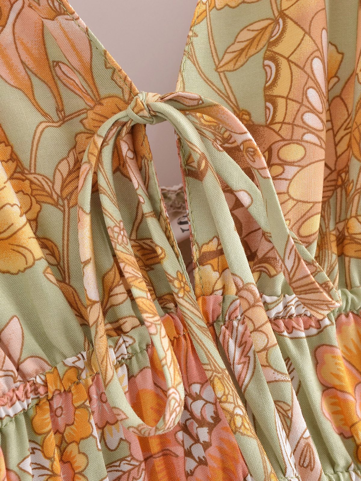 Spring Floral Flounce Tassel Dress in Dresses