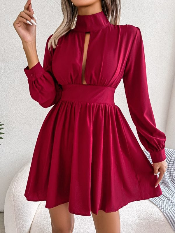 Sexy Hollow-out Cinched Large Swing Dress in Dresses