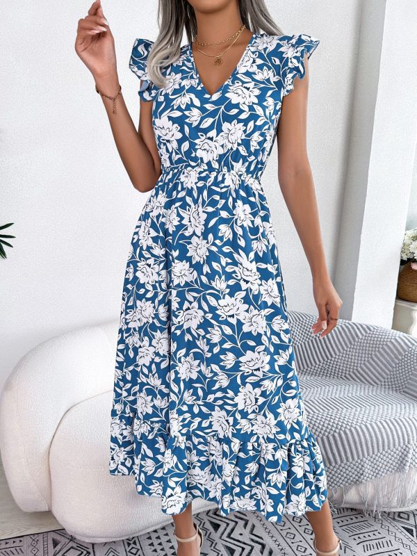 Floral Waist Slimming Maxi Dress in Dresses