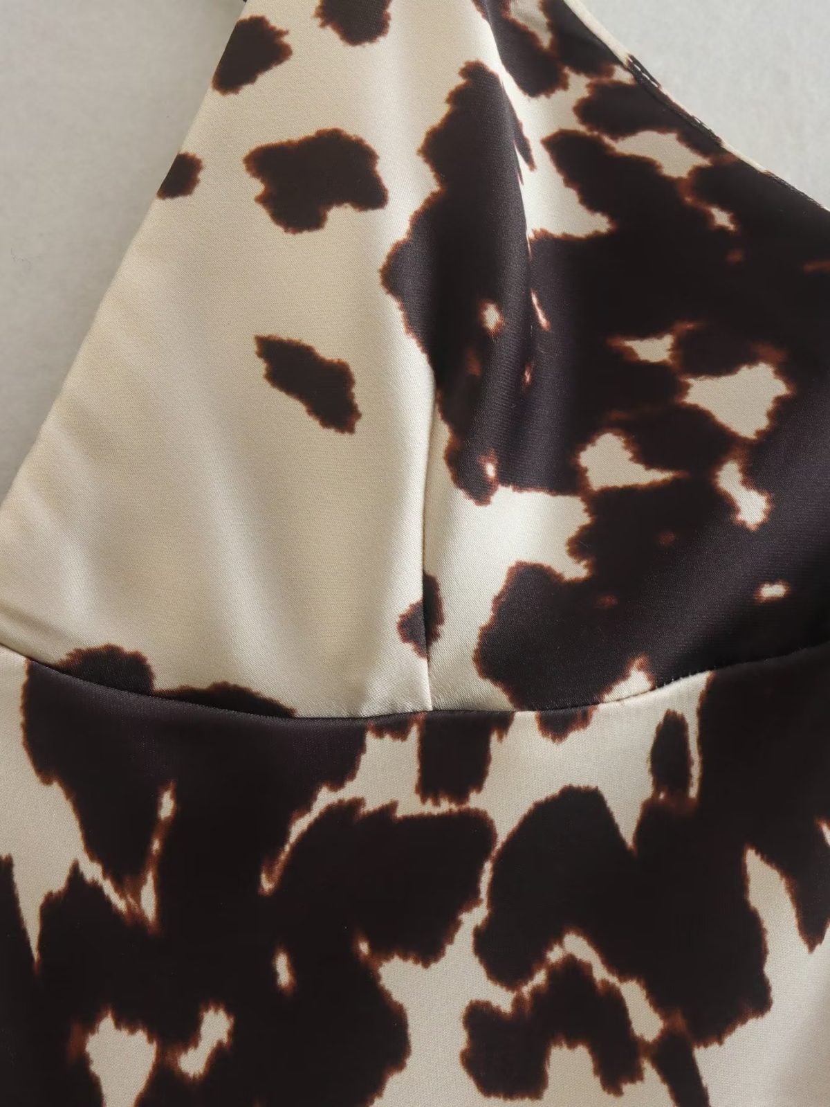 Holiday Silk Satin Texture Printing Slip Dress in Dresses