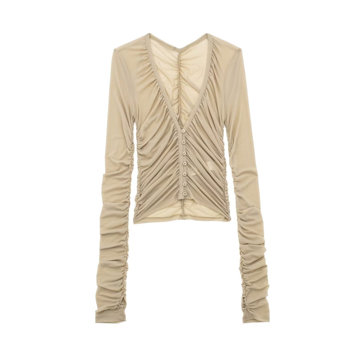 Spring Street Silk Net Pleated Top in Blouses & Shirts