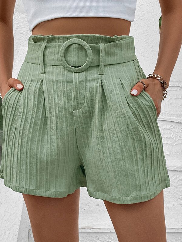 Summer Women Clothing Solid Color Pleated Shorts for Women in Shorts