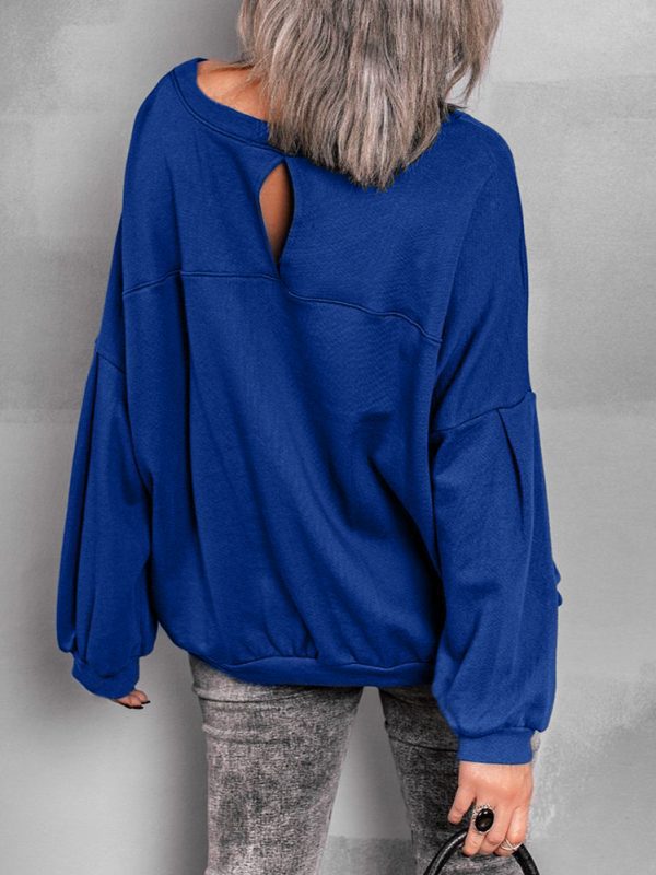 Cotton Basic Loose Raglan Sleeve Double Pocket Sweatshirt in Hoodies & Sweatshirts