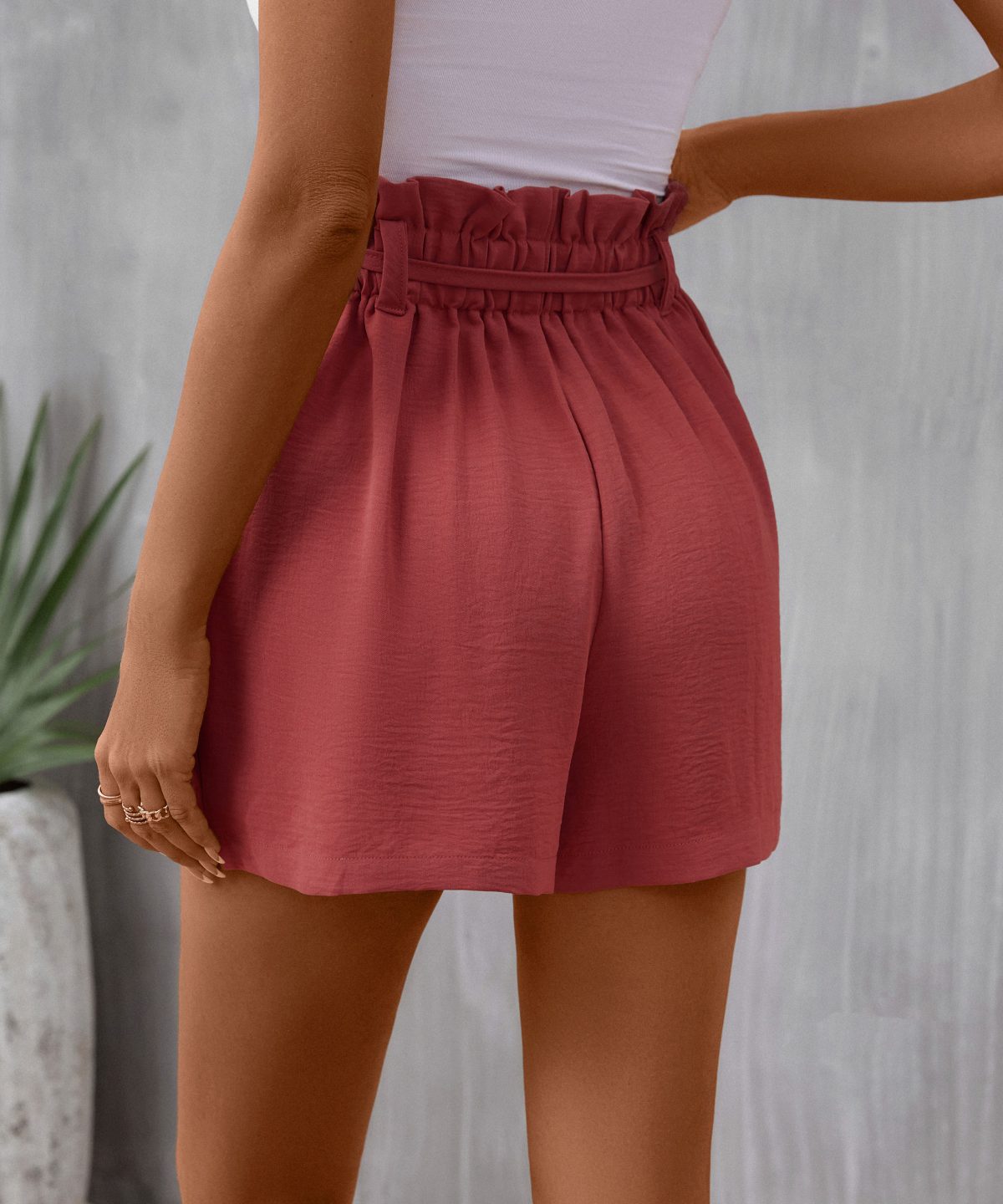 High Waist Solid Color Shorts in Shorts