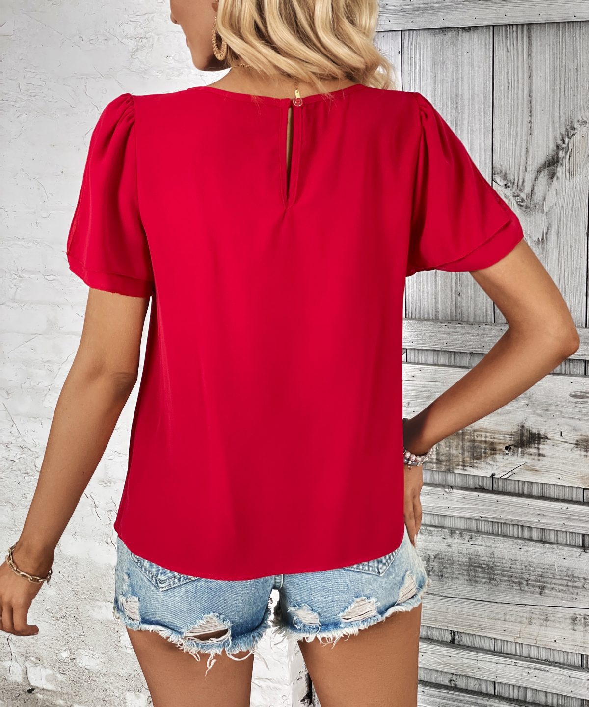 Summer Short Sleeved Red Shirt in Blouses & Shirts