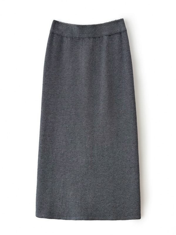 Knitted High Waist Split French Gentle Skirt in Skirts