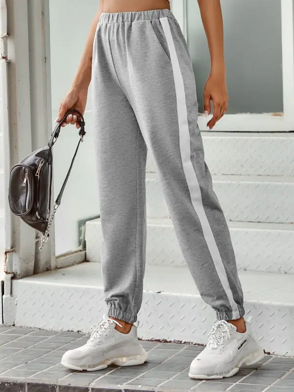 High Waist Striped Sports Pants in Pants