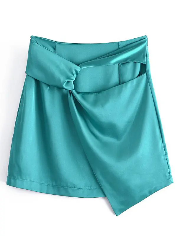 French Retro High Waist Irregular Asymmetric Mini Skirt in Skirts