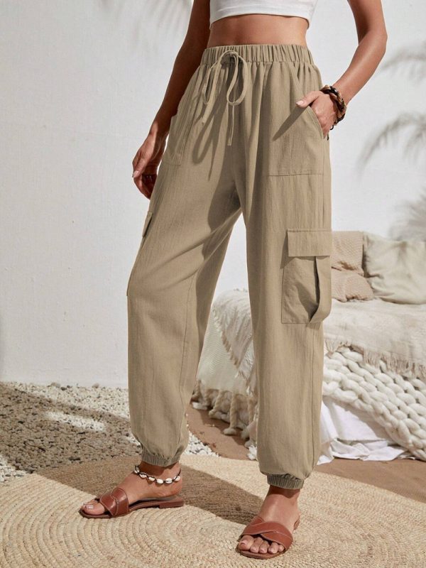 Solid Color Pocket Cargo Pants in Pants