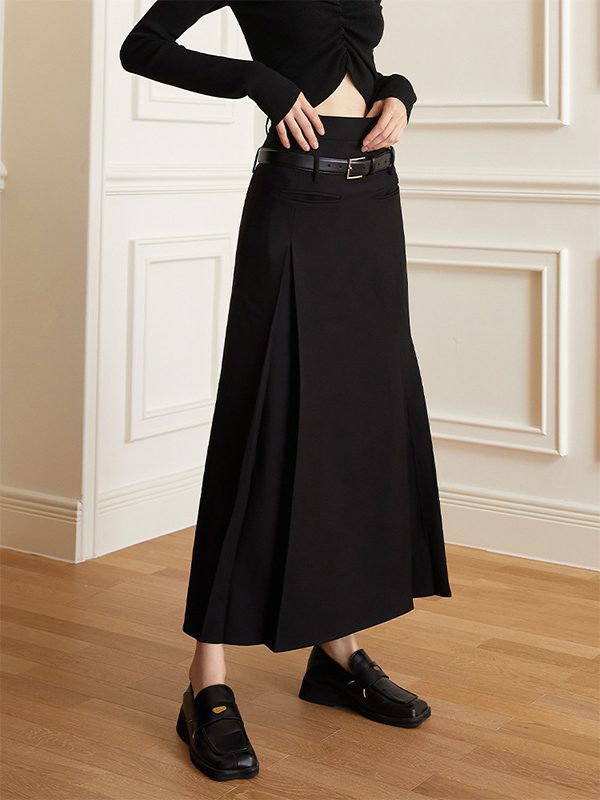 Dark High Waist Office Skirt in Skirts