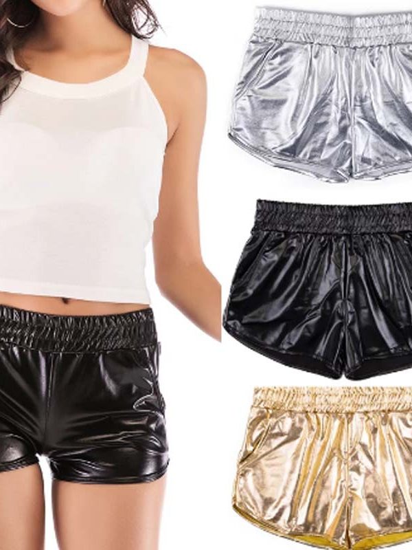 Leather Skinny Hip Raise Shorts in Shorts
