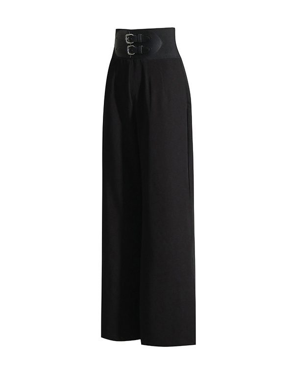 Draping Effect High Waist Wide Leg Pants With Belt in Pants