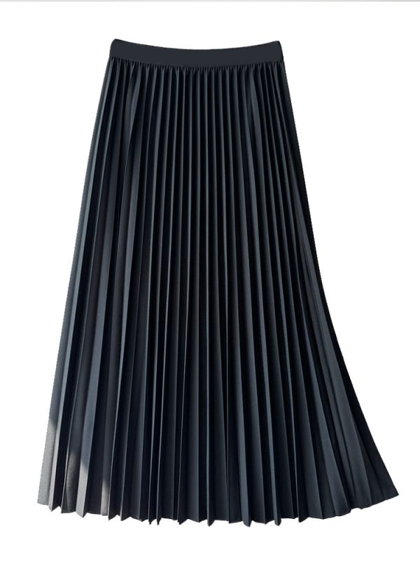 High Waist Pleated Draping Mid Length Skirt in Skirts