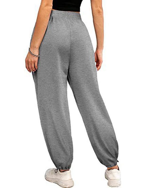 Loose Sports Drawstring Wide Leg Ankle Banded Pants in Pants