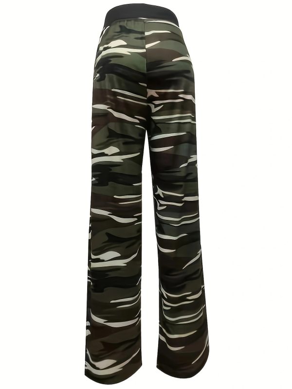Camouflage Print Comfort Elastic Rope Pants in Pants