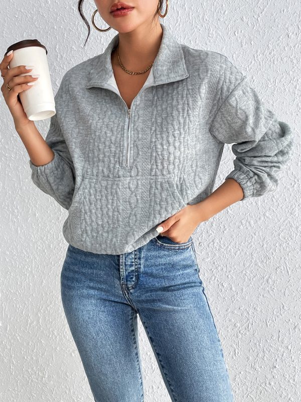 Solid Color Long Sleeve Zipper Sweatshirt in Hoodies & Sweatshirts