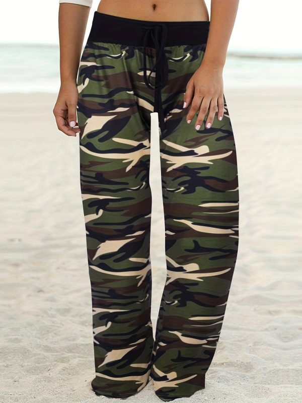 Camouflage Print Comfort Elastic Rope Pants in Pants