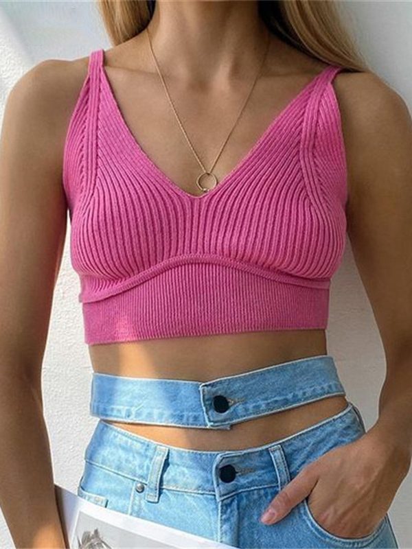 Sexy Off Shoulder Low Cut Slim Fit Knitted Top in T-shirts & Tops