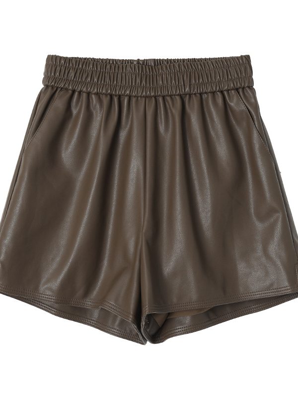 Leather Loose A line Wide Leg Elastic Shorts in Shorts
