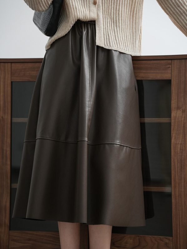 A Line Faux Leather Umbrella Skirt in Skirts