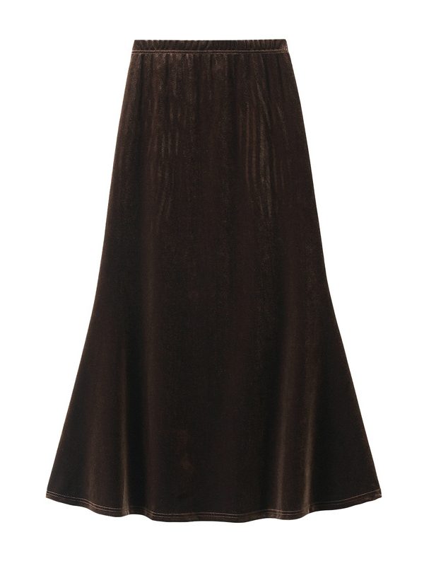 High Waist Fishtail Velvet Skirt in Skirts
