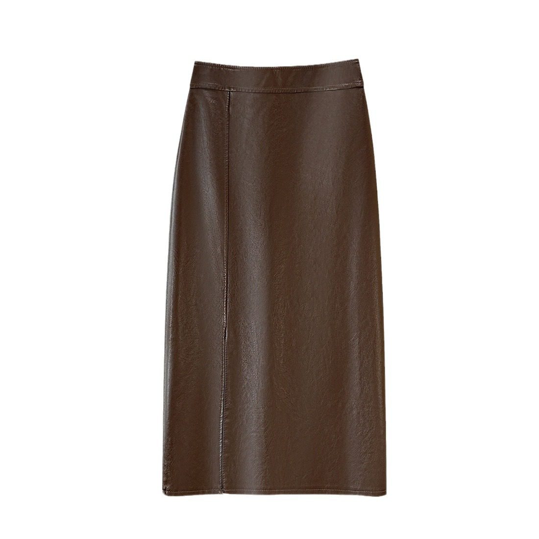 High Waist Faux Leather Split Retro Skirt | Uniqistic.com