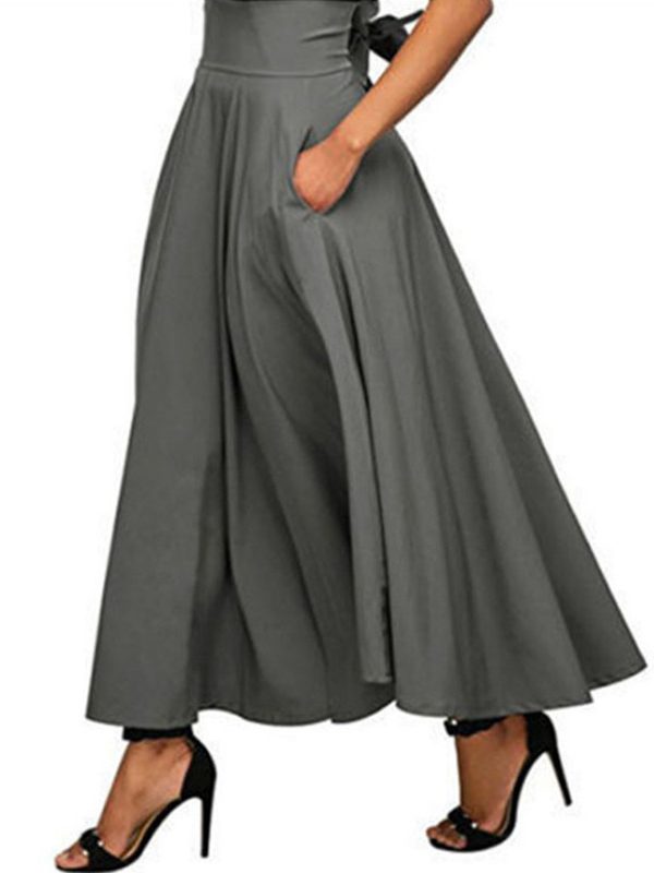 Lace Up Ankle Waist Slimming Maxi Skirt in Skirts