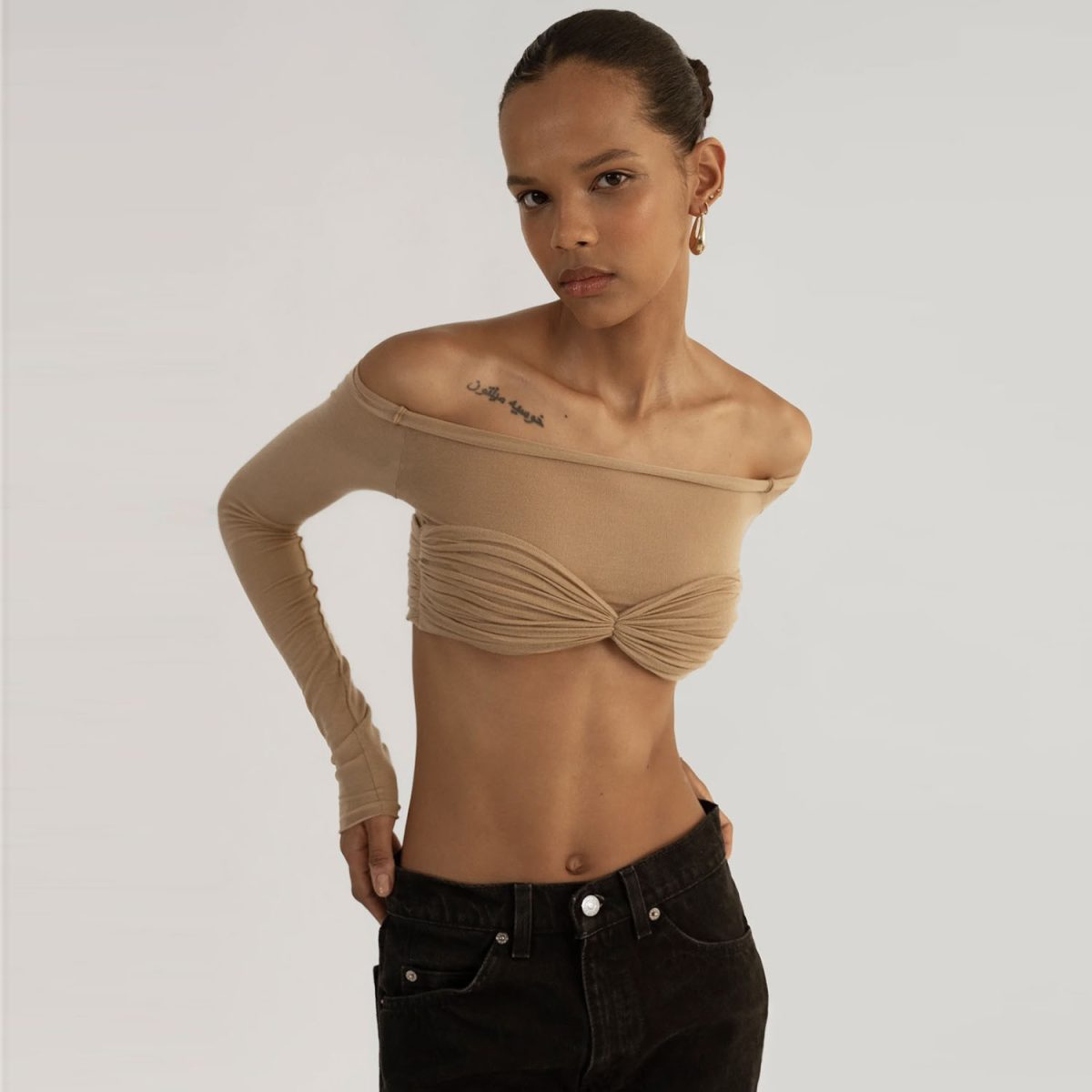 Off Neck See through Short Tube Top in T-shirts & Tops