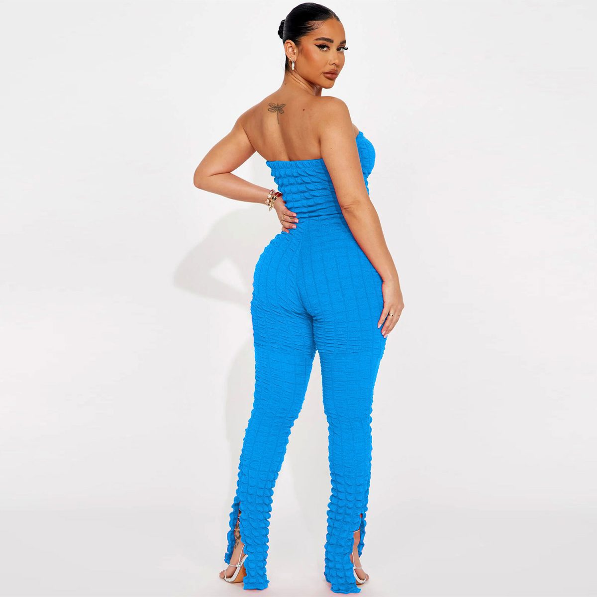 Bubble Grid Tube Top Jumpsuit in Jumpsuits & Rompers