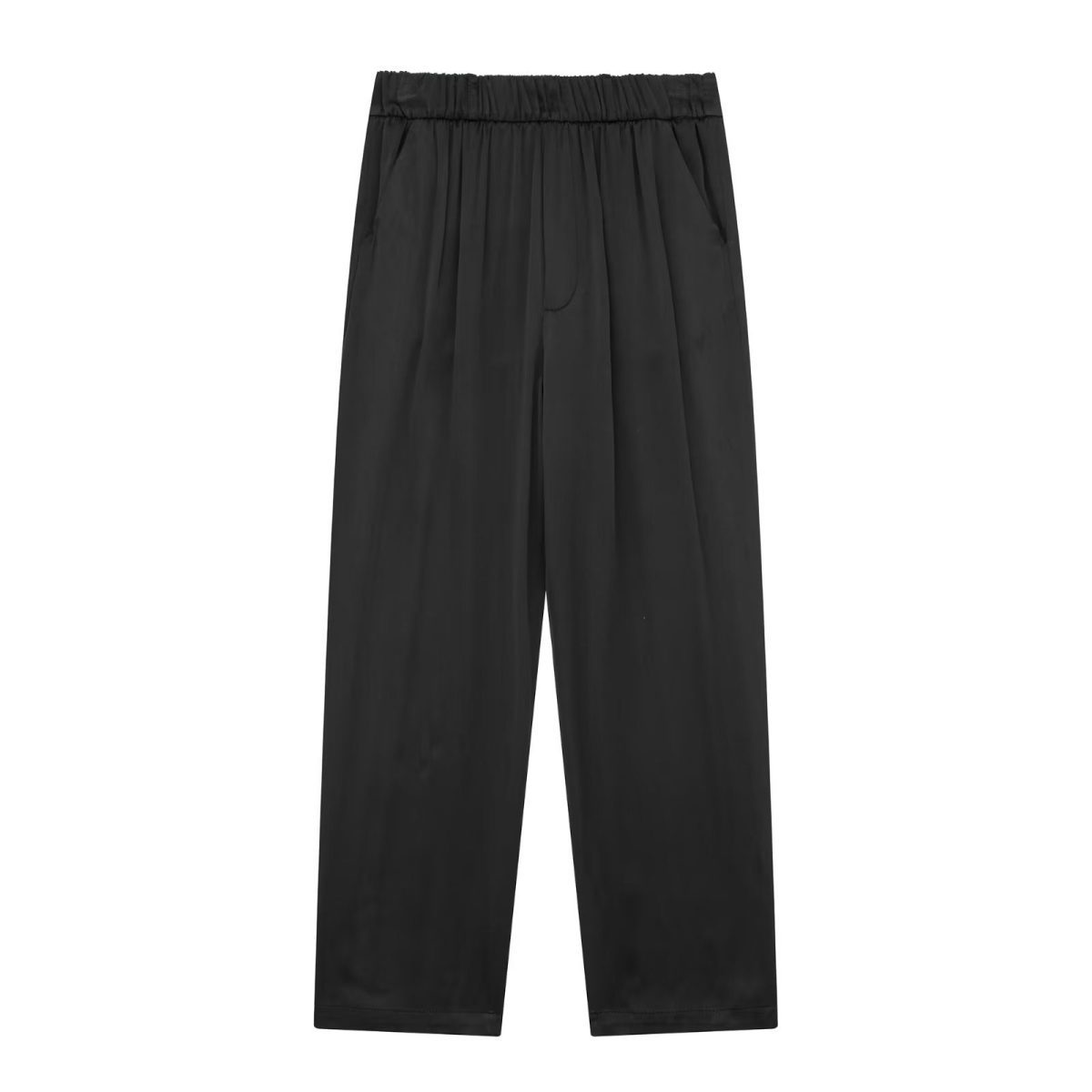 Satin Texture Loose Shacket Trousers in Pants