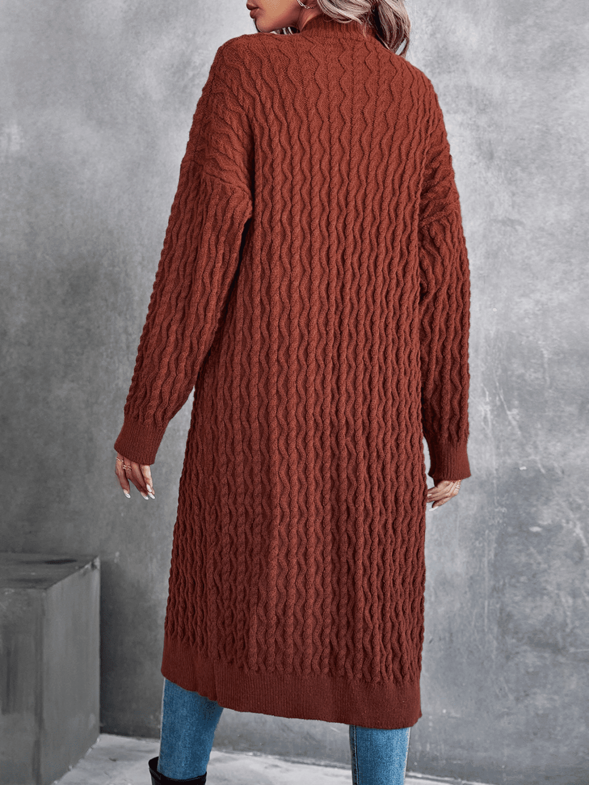 Twist Knitted Long Sweater Cardigan in Sweaters