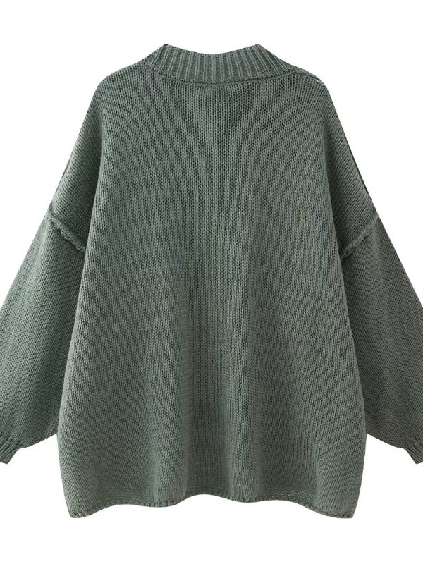 Metal Button Long Sleeve Sweater in Sweaters