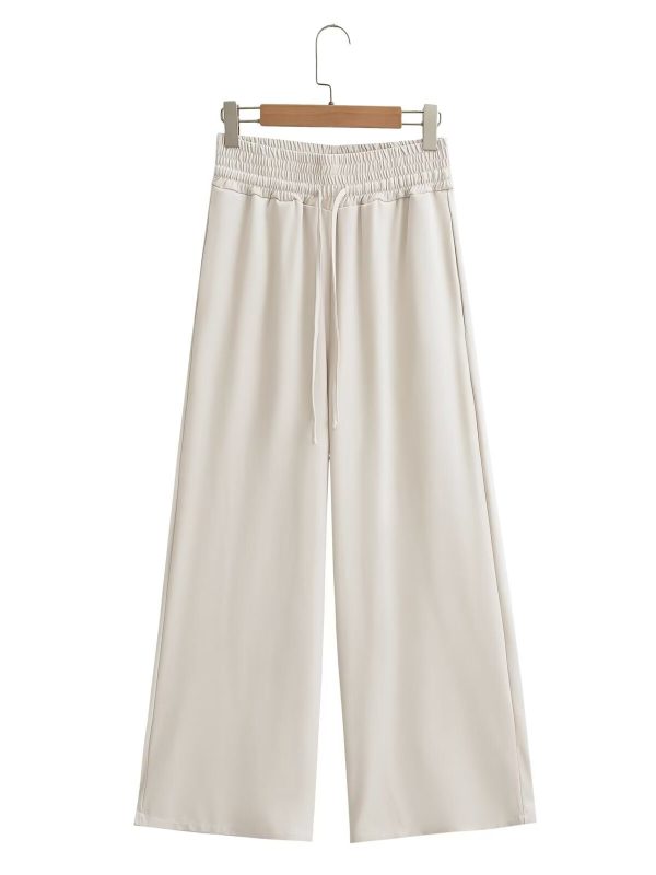 High Waist Slimming Lace Up Loose Wide Leg Pants in Pants