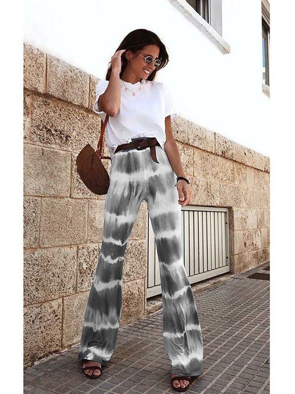 Loose Casual Print Flared Pants in Pants