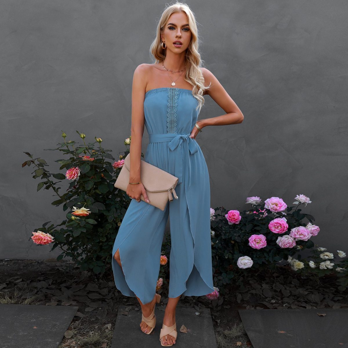 Cropped Loose Wide Leg Pants Jumpsuit in Jumpsuits & Rompers