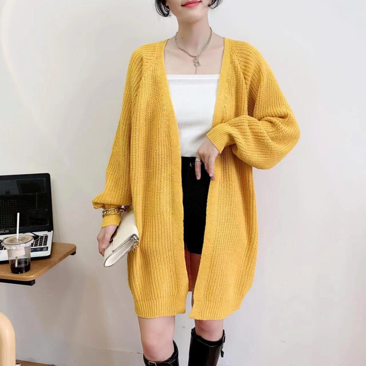Solid Color Knitted Sweater in Sweaters