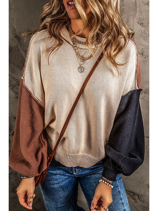 Long Sleeve Color Matching Warm Sweater in Sweaters