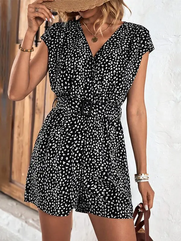 Printed V Neck Jumpsuit in Jumpsuits & Rompers