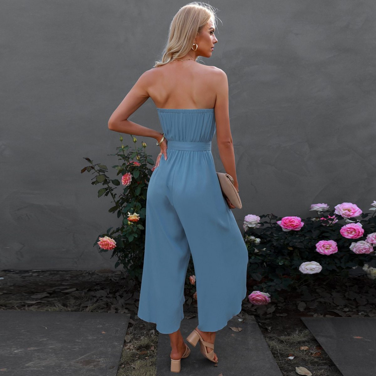 Cropped Loose Wide Leg Pants Jumpsuit in Jumpsuits & Rompers