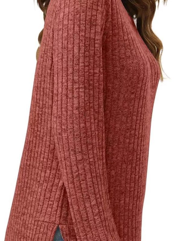 Solid Color Round Neck Long Sleeve Brushed Loose Fitting Sweatshirt in Hoodies & Sweatshirts