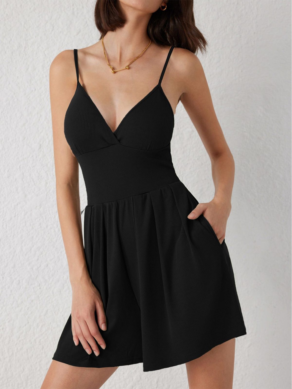 Sexy Deep V Plunge Small Sling Waist Slimming Dress in Dresses