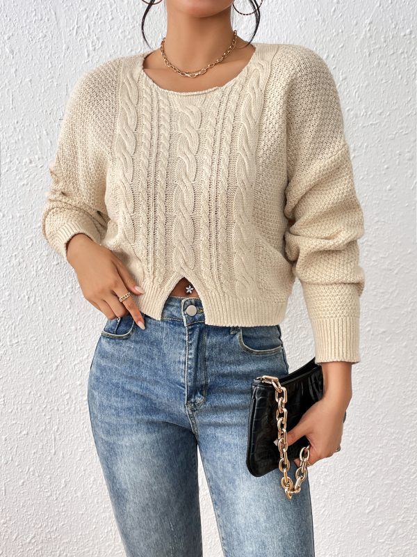 Hemp Pattern Split Pullover Sweater in Sweaters