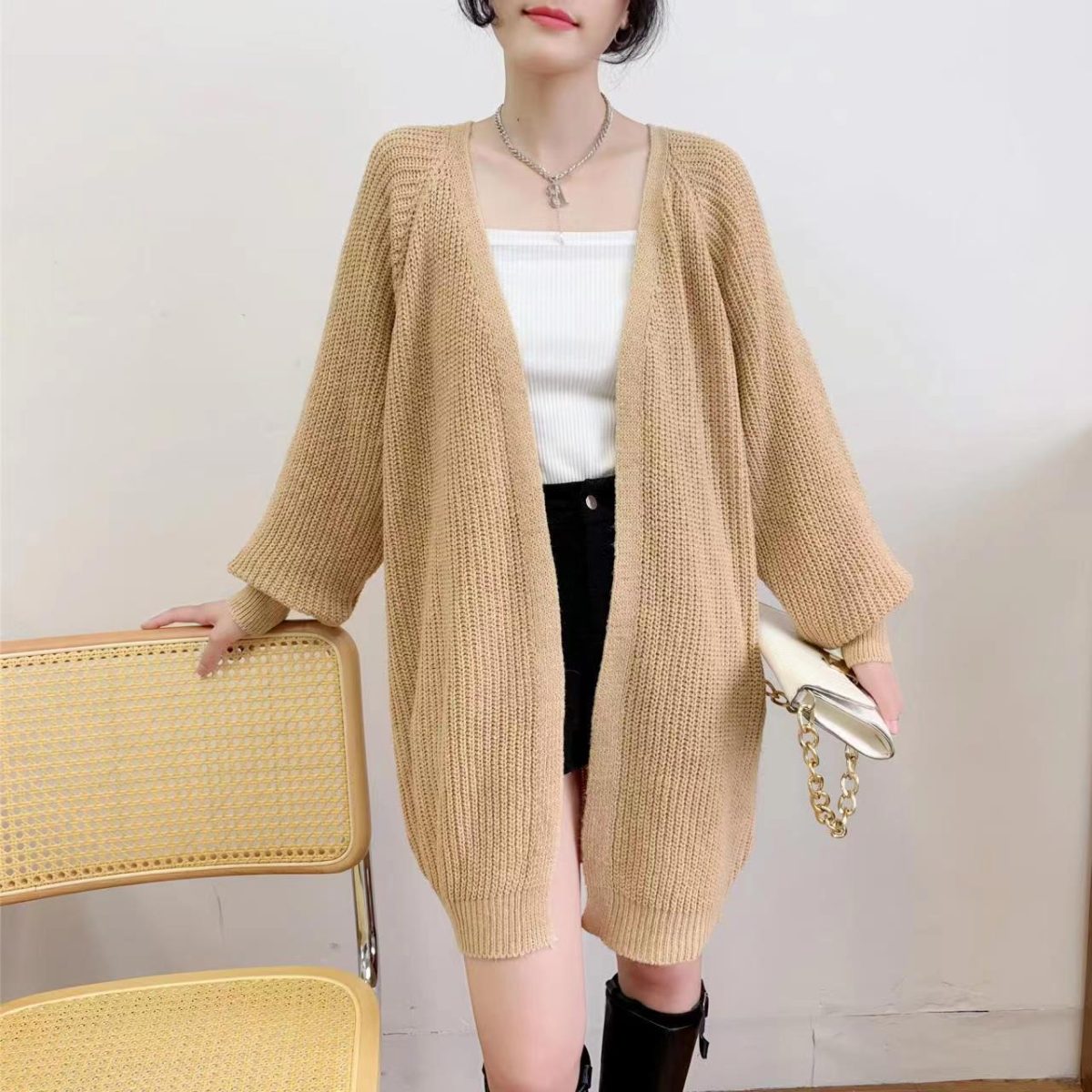 Solid Color Knitted Sweater in Sweaters