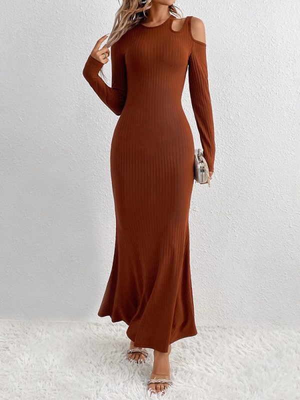 Sexy Shoulder Hollow Out Cutout Sneaky Design Slim Slimming Sheath Dress in Dresses