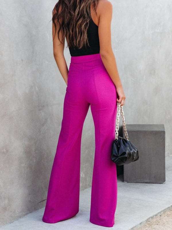 High Waist Elastic Stretch Slit Casual Pants in Pants
