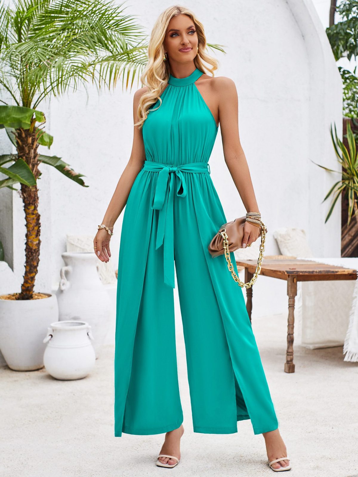Halter Lace Up Jumpsuit in Jumpsuits & Rompers