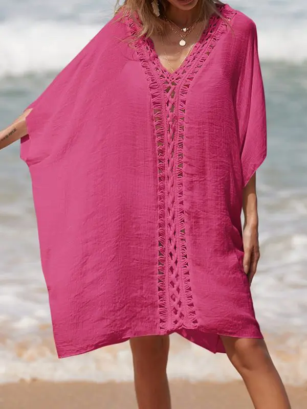 Loose See-Through Sun Protection Mid Length Sexy Beach Blouse in Swimsuits