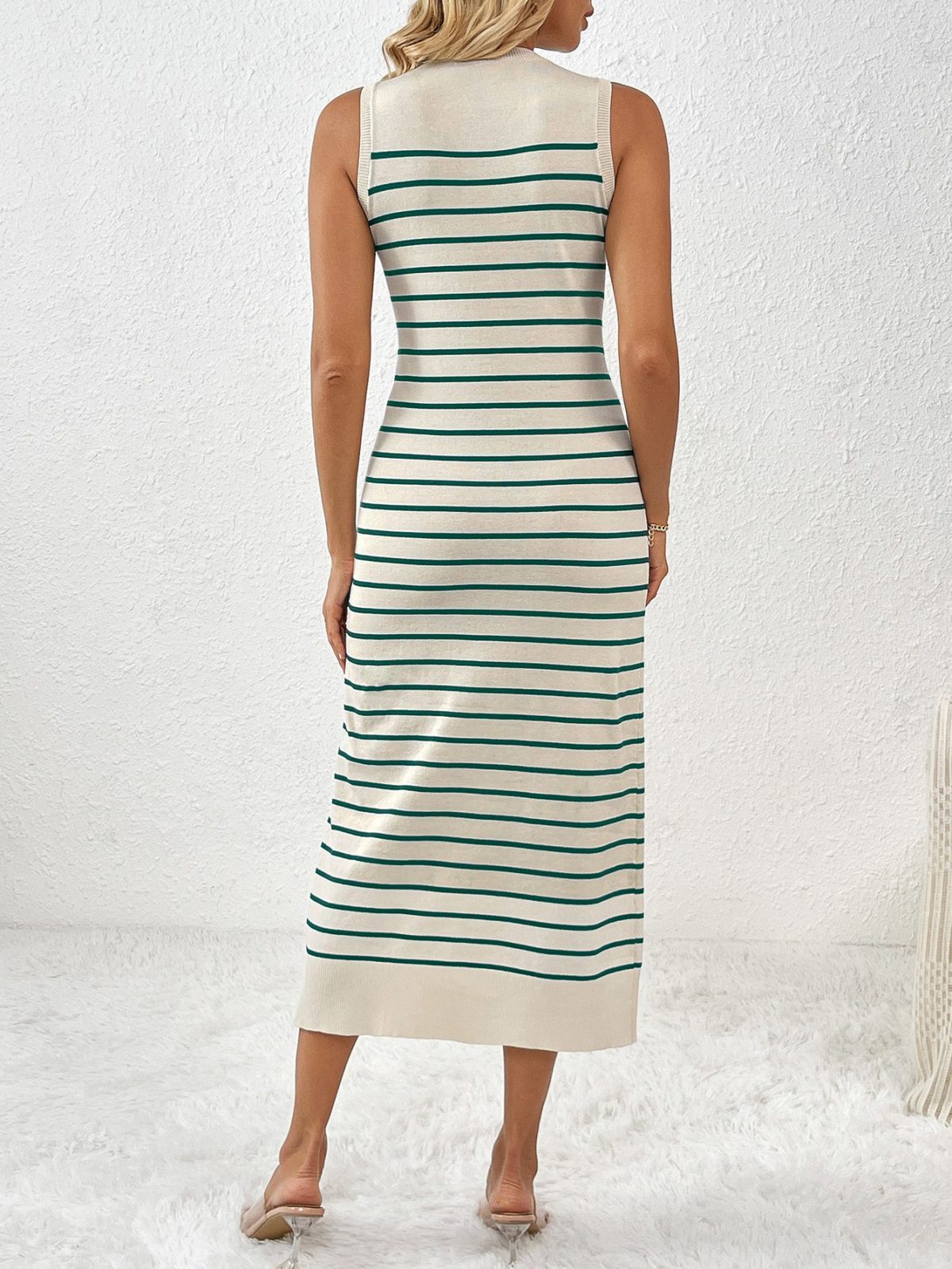 Sleeveless Splicing Pullover Striped Dress in Dresses