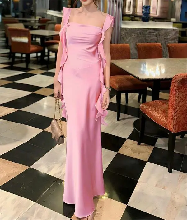 Sexy Backless Solid Color Ribbon Dress in Dresses